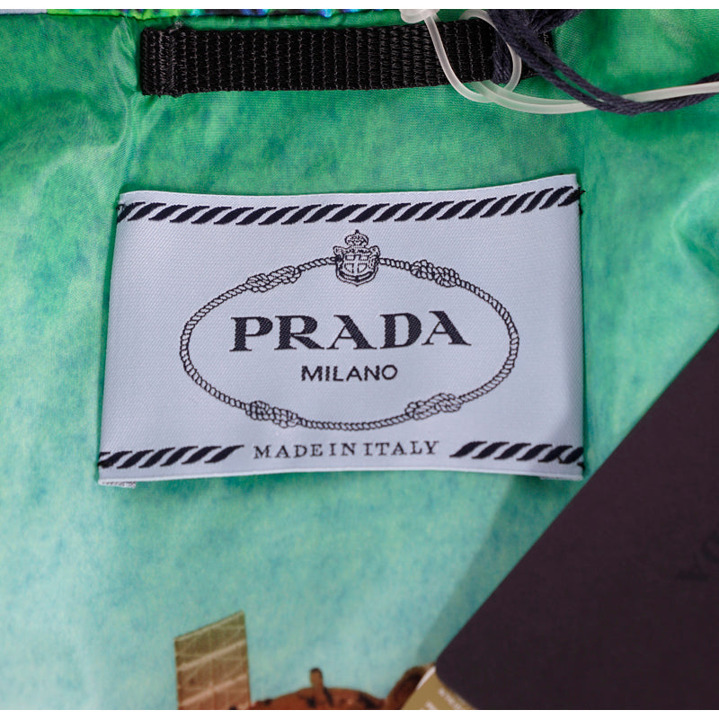 sz S NEW $2,410 PRADA Woman's GRAPHIC PRINT Nylon PRIMALOFT Hooded PARKA JACKET