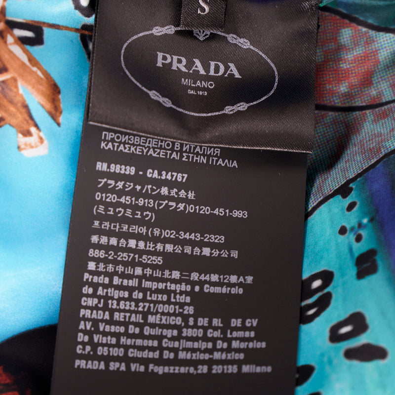sz S NEW $2,410 PRADA Woman's GRAPHIC PRINT Nylon PRIMALOFT Hooded PARKA JACKET