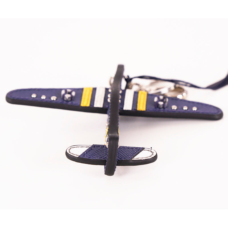 NEW $420 PRADA Blue Saffiano Leather AIRPLANE Plane BAG FOB TRICK KEYCHAIN NIB