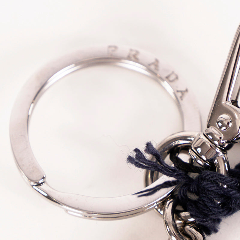 NEW $395 PRADA Blue Saffiano ROBOT GOOGLY EYE Resin Key Chain Trick BAG CHARM NIB