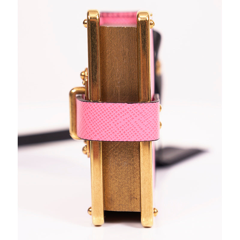 NEW $725 PRADA Pink Saffiano Leather CAHIER NOTEBOOK JOURNAL Keyring Trick CHARM