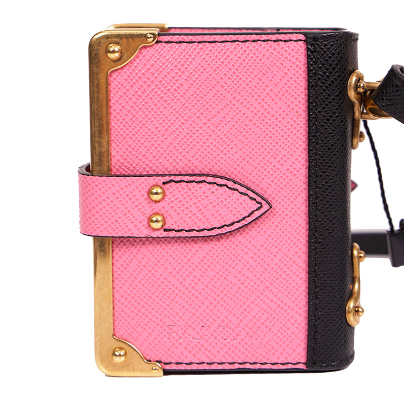 NEW $725 PRADA Pink Saffiano Leather CAHIER NOTEBOOK JOURNAL Keyring Trick CHARM