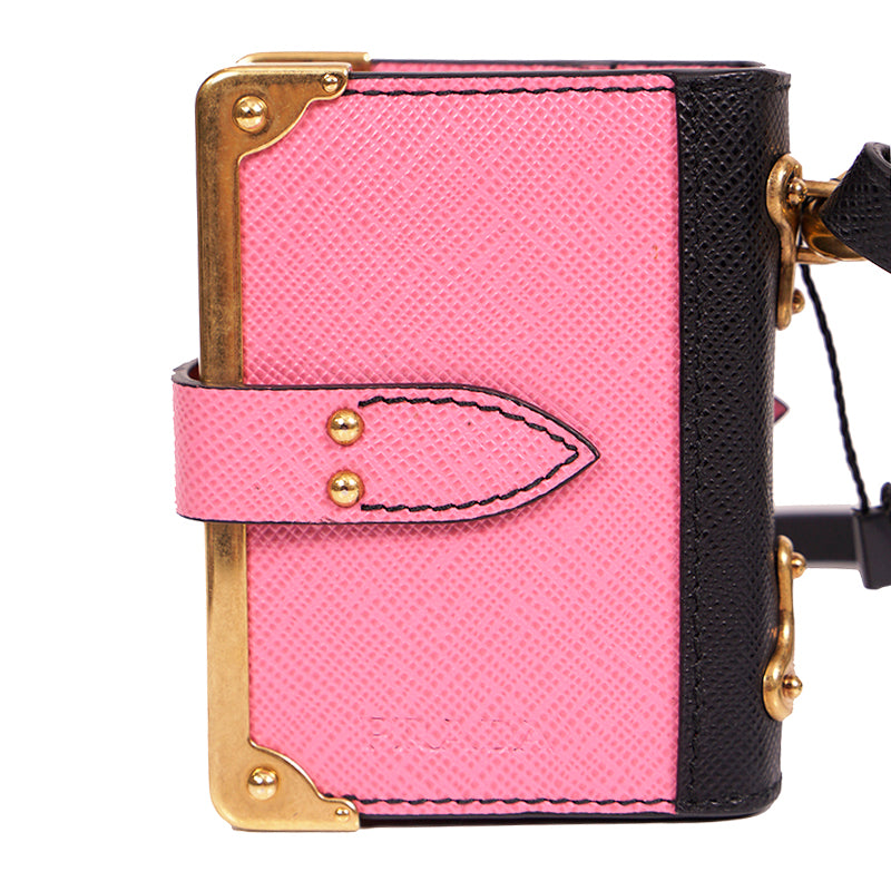 NEW $490 PRADA Pink Saffiano Leather CAHIER NOTEBOOK JOURNAL Keyring Trick CHARM