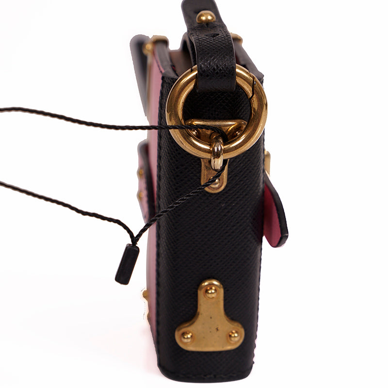 NEW $725 PRADA Pink Saffiano Leather CAHIER NOTEBOOK JOURNAL Keyring Trick CHARM