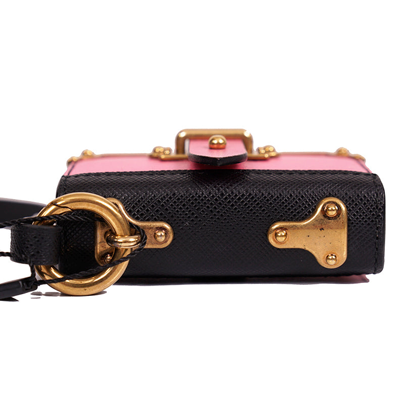 NEW $725 PRADA Pink Saffiano Leather CAHIER NOTEBOOK JOURNAL Keyring Trick CHARM