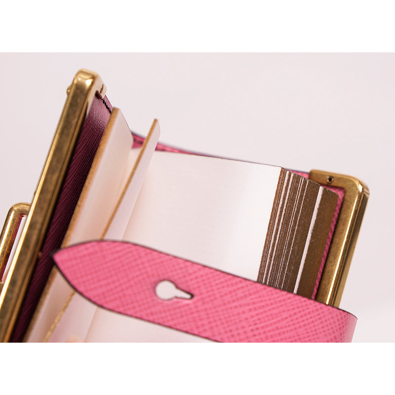 NEW $725 PRADA Pink Saffiano Leather CAHIER NOTEBOOK JOURNAL Keyring Trick CHARM
