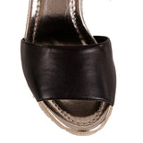 Sz 37 NEW $690 PRADA Black Leather ESPADRILLE WEDGE Heels Open Toe SANDALS NIB