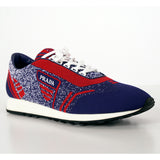 UK 10.5 US 11.5 NEW $760 PRADA Blue Red White Mln 70 KNIT LOGO TRAINERS SNEAKERS