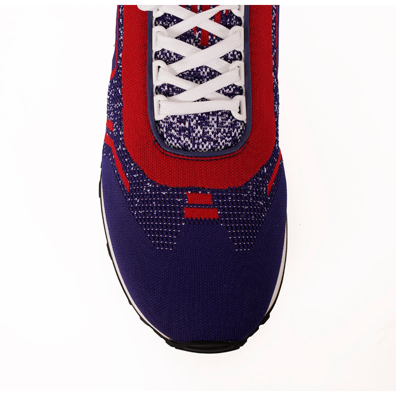 UK 10.5 US 11.5 NEW $760 PRADA Blue Red White Mln 70 KNIT LOGO TRAINERS SNEAKERS