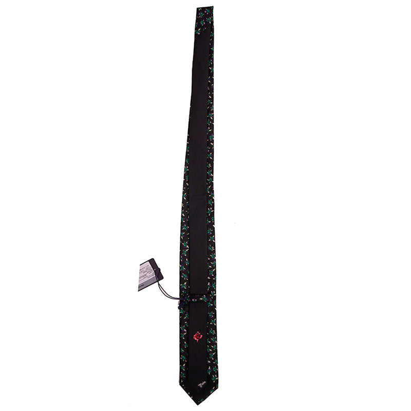 NEW $395 PRADA Frankenstein Collection Black Silk 7cm Heart Lightning Bolt Print Tie