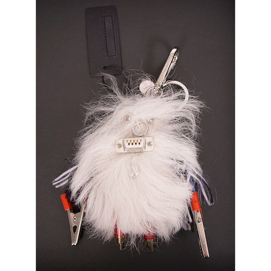 NEW $725 PRADA White Shearling RUFUS YETI MONSTER ROBOT Metal Keyring Trick BAG CHARM