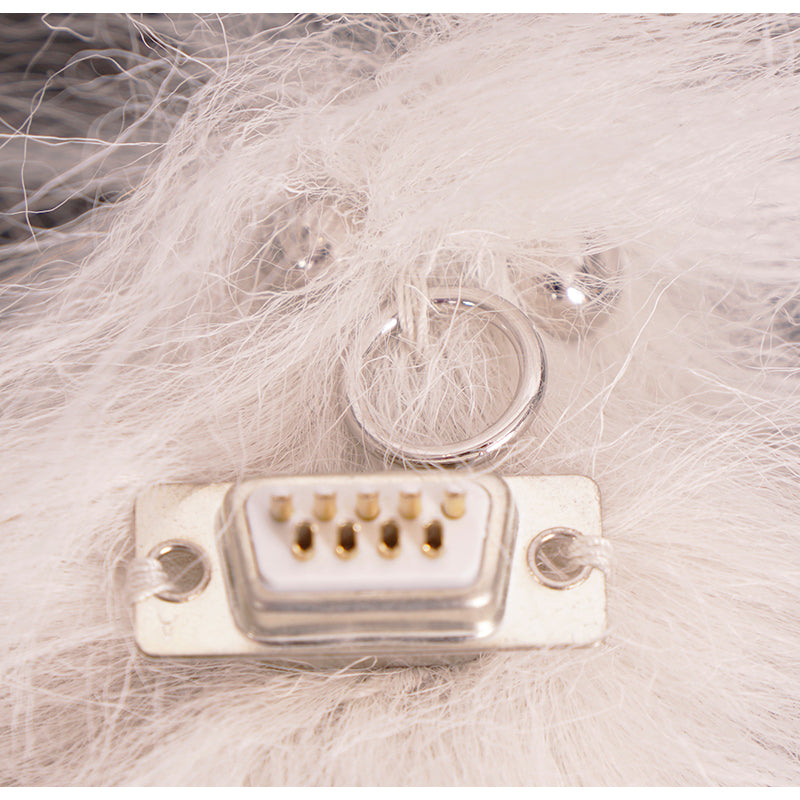 NEW $725 PRADA White Shearling RUFUS YETI MONSTER ROBOT Metal Keyring Trick BAG CHARM