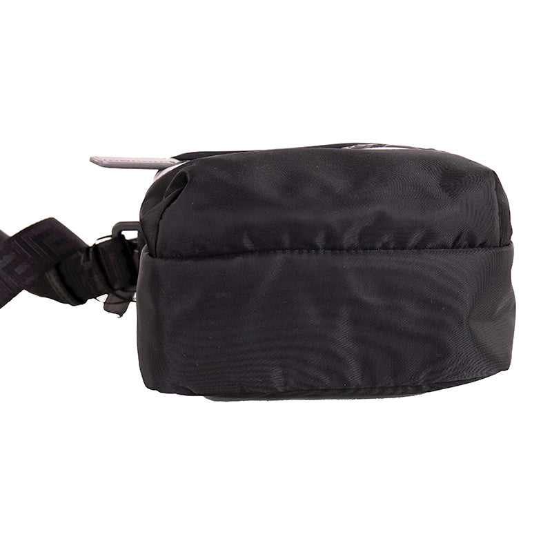 NEW $895 VERSACE Men's Black Nylon GRAY EMBOSSED LOGO Greca Crossbody SPORTY BAG
