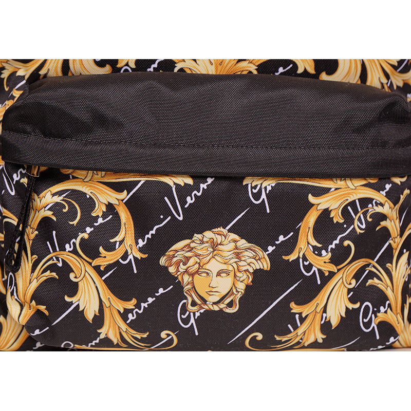 NEW $1,150 VERSACE Black GOLD BAROCCC MEDUSA Signature Print VIRTUS V BACKPACK