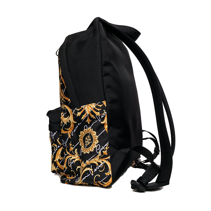 NEW $1,150 VERSACE Black GOLD BAROCCC MEDUSA Signature Print VIRTUS V BACKPACK
