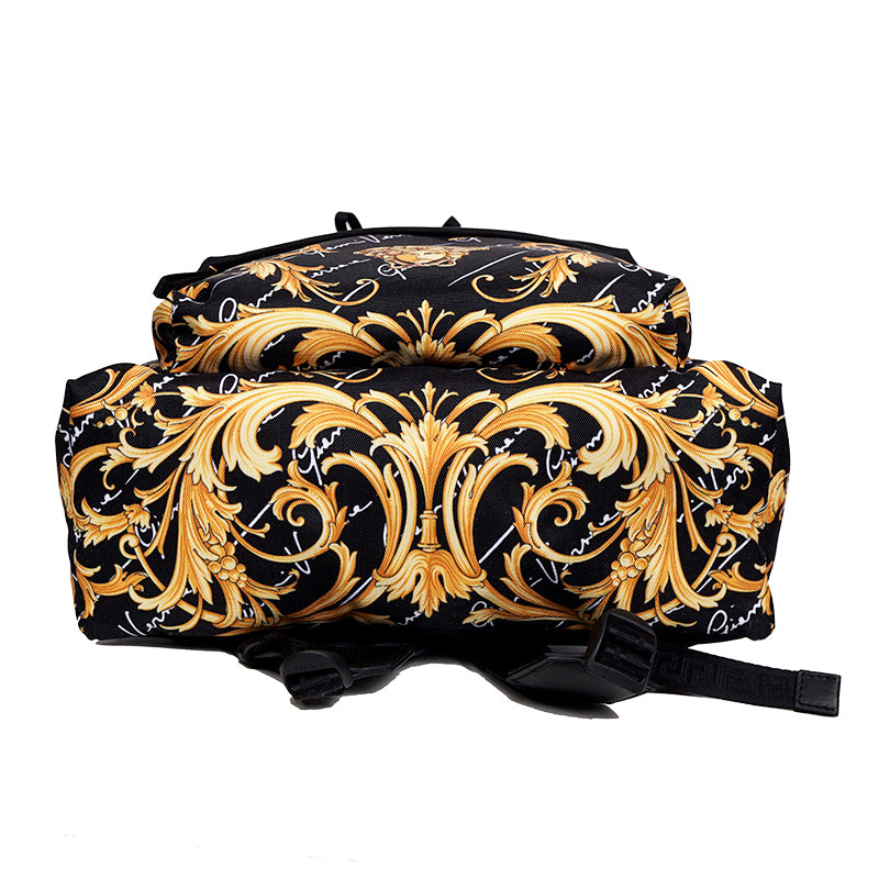 NEW $1,150 VERSACE Black GOLD BAROCCC MEDUSA Signature Print VIRTUS V BACKPACK