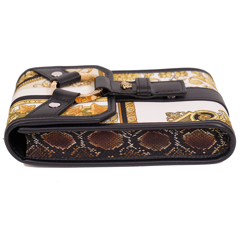 NEW $625 VERSACE Black BONDAGE STRAP Baroque MEDUSA LOGO Phone Travel Pouch BAG