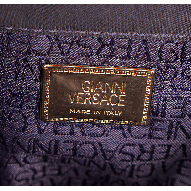 NEW 1990's GIANNI VERSACE Vintage Black Nylon MEDUSA Croc Embossed CROSSBODY BAG