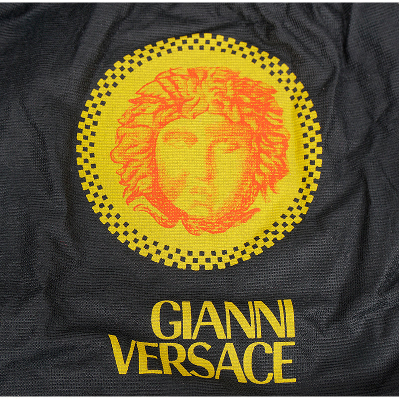NEW 1990's GIANNI VERSACE Vintage Black Nylon MEDUSA Croc Embossed CROSSBODY BAG