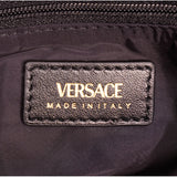 NEW $1,250 VERSACE Blue Nylon GOLD MEDUSA LOGO MEDALLION Leather Straps TOTE BAG