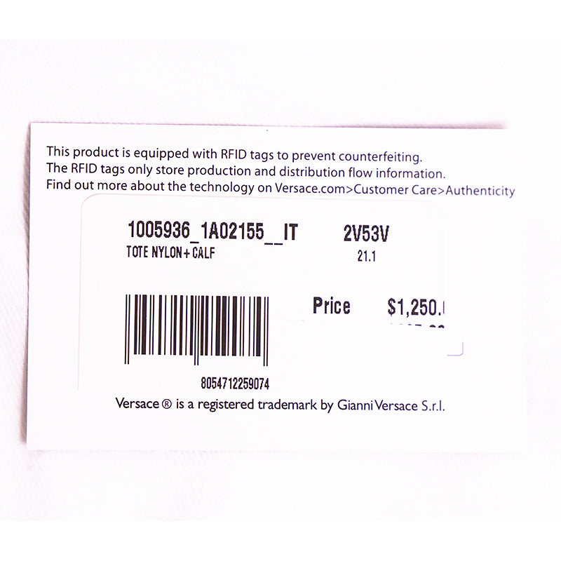 NEW $1,250 VERSACE Blue Nylon GOLD MEDUSA LOGO MEDALLION Leather Straps TOTE BAG