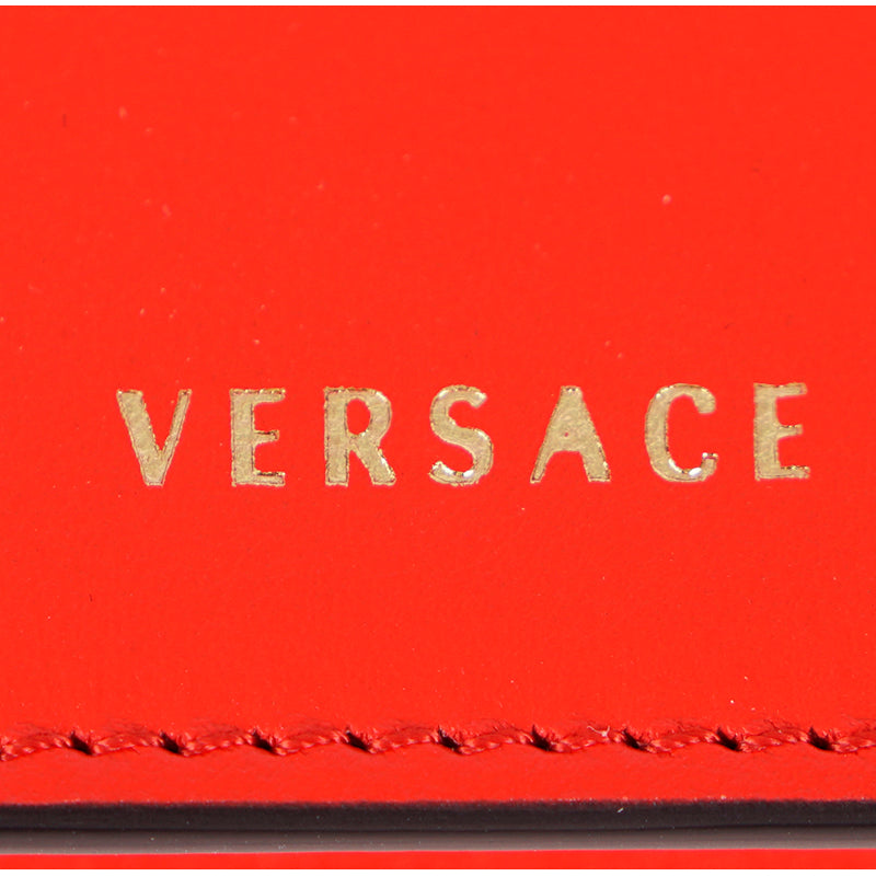 NEW $850 VERSACE Red Leather Gold Barocco V LOGO VIRTUS PHONE