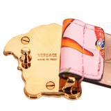 85/34 NEW $395 VERSACE Pink Leather Tresor De La Mer Runway GOLD MEDUSA BELT NWT