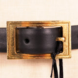 105/42 NEW $725 VERSACE Gold Tone MEDUSA CHAIN-EMBELLISHED Black Leather Waist BELT