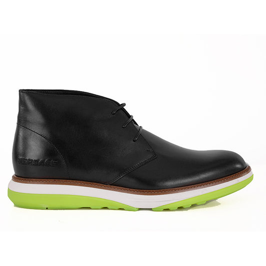 43 & 44 NEW $750 VERSACE Men's Black Leather HYBRID SNEAKER Lace-Up ANKLE BOOTS
