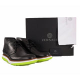 42, 43 & 44 NEW $750 VERSACE Men's Black Leather HYBRID SNEAKER Lace-Up ANKLE BOOTS