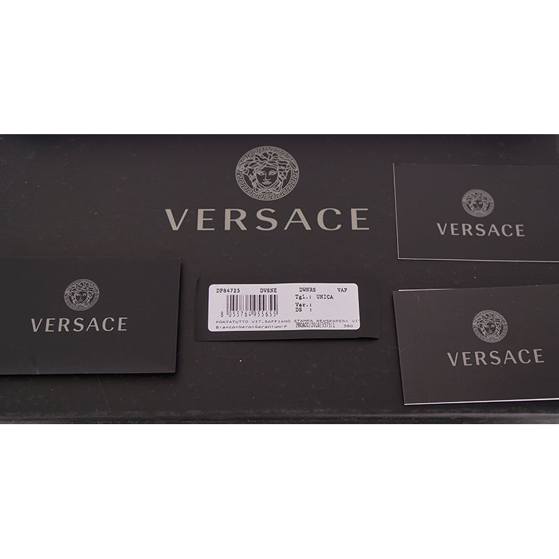 NEW $950 VERSACE White Leather WHITE TABLOID RUNWAY PRINT Wristlet CLUTCH BAG
