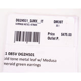 NEW $590 VERSACE RUNWAY Jungle Palm Leaf Green Crystal Pierced MEDUSA EARRINGS