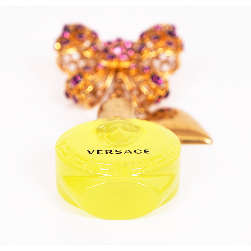 NEW $1,195 VERSACE RUNWAY Yellow Glass MEDUSA PERFUME BOTTLE Bow Drop EARRINGS