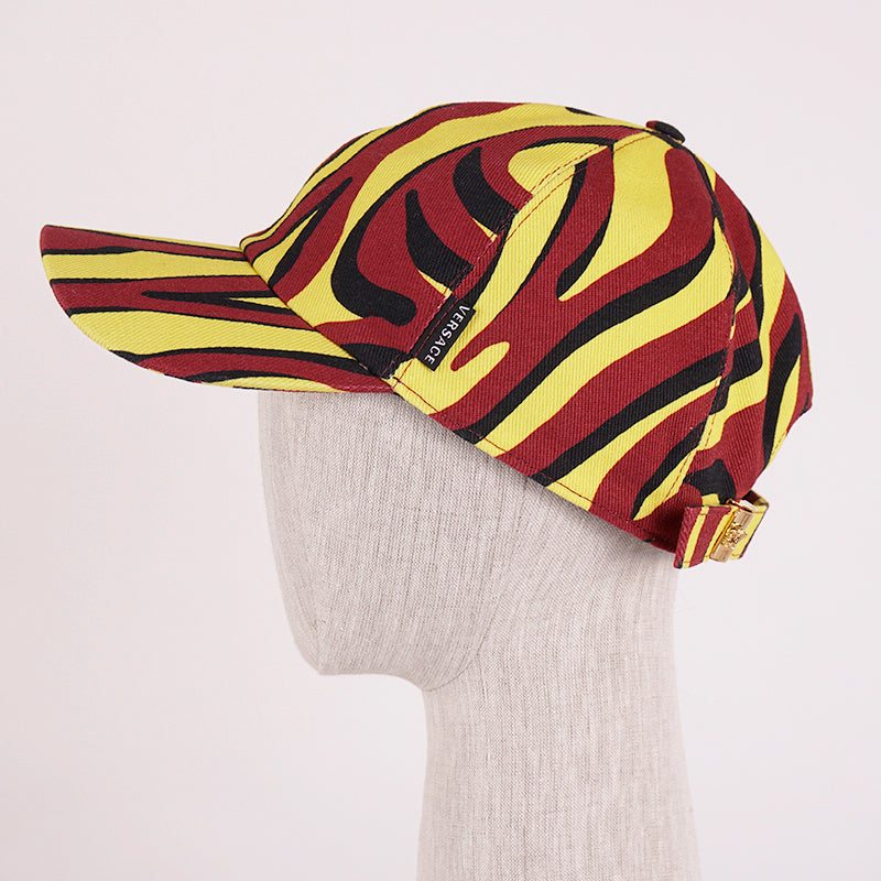 60 L NEW $425 VERSACE Mens Black Yellow Red EXOTIC ANIMAL PRINT BASEBALL CAP HAT