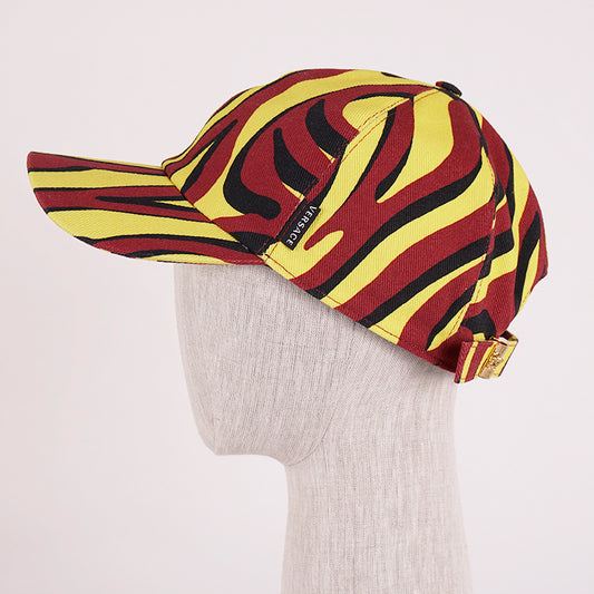 60 L NEW $425 VERSACE Mens Black Yellow Red EXOTIC ANIMAL PRINT BASEBALL CAP HAT