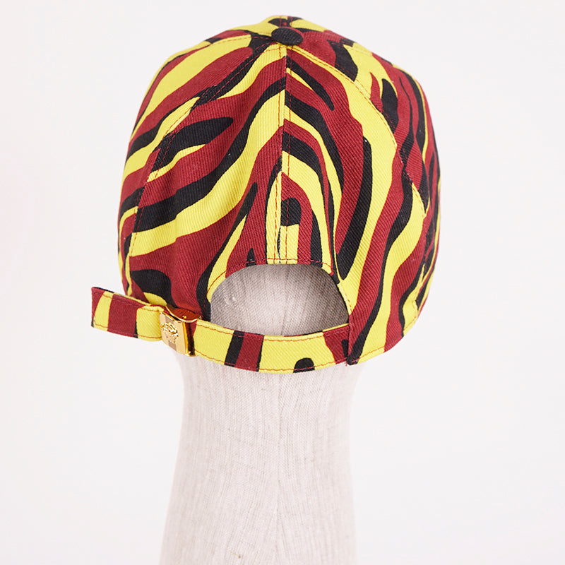 60 L NEW $425 VERSACE Mens Black Yellow Red EXOTIC ANIMAL PRINT BASEBALL CAP HAT