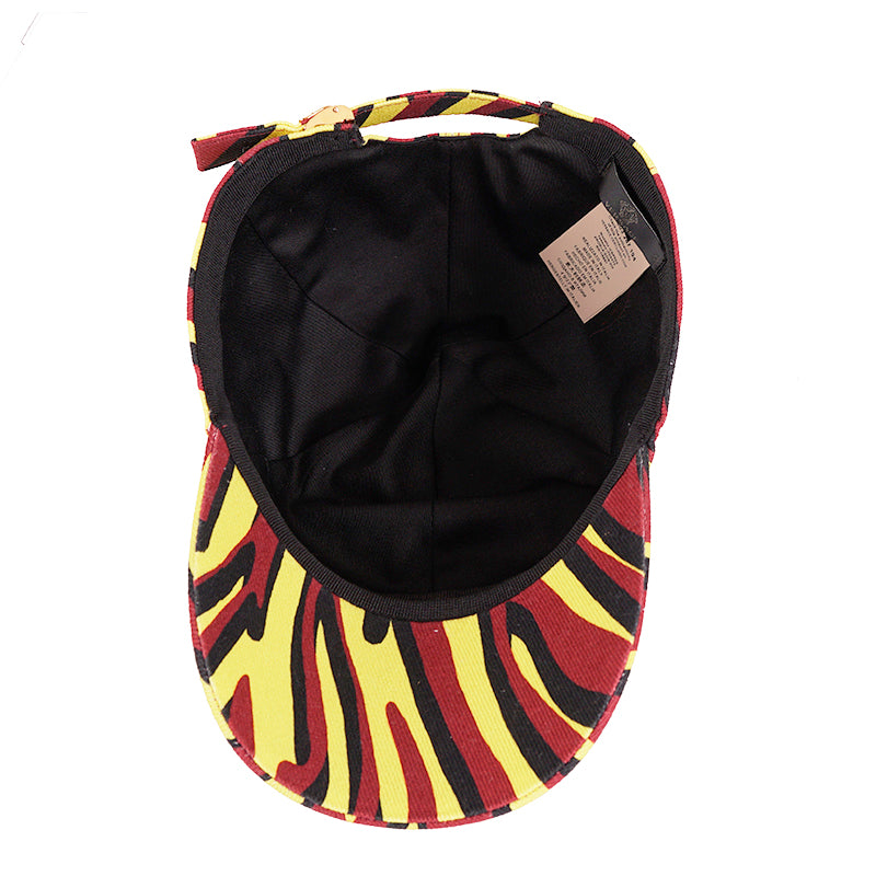 60 L NEW $425 VERSACE Mens Black Yellow Red EXOTIC ANIMAL PRINT BASEBALL CAP HAT