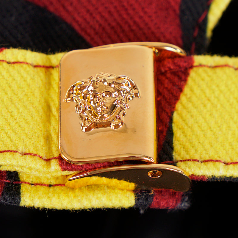60 L NEW $425 VERSACE Mens Black Yellow Red EXOTIC ANIMAL PRINT BASEBALL CAP HAT