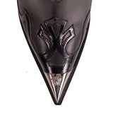 37 NEW $1,396 VERSACE RUNWAY Black Leather Western V COWBOY SLINGBACK HEELS Pump