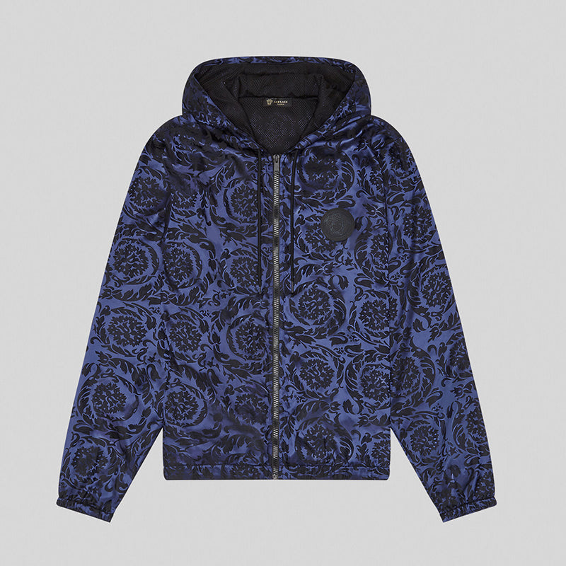 M NEW $1,395 VERSACE Beachwear Blue BAROCCO JACQUARD Windbreaker JACKET