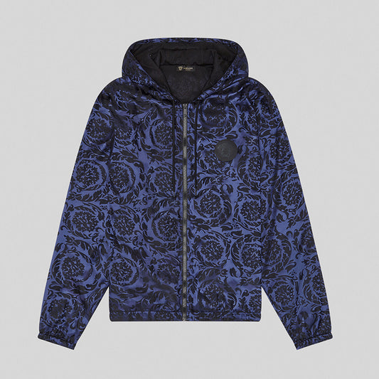 M NEW $1,395 VERSACE Beachwear Blue BAROCCO JACQUARD Windbreaker JACKET