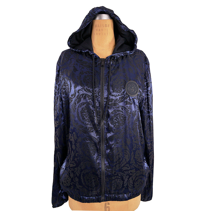 M NEW $1,395 VERSACE Beachwear Blue BAROCCO JACQUARD Windbreaker JACKET