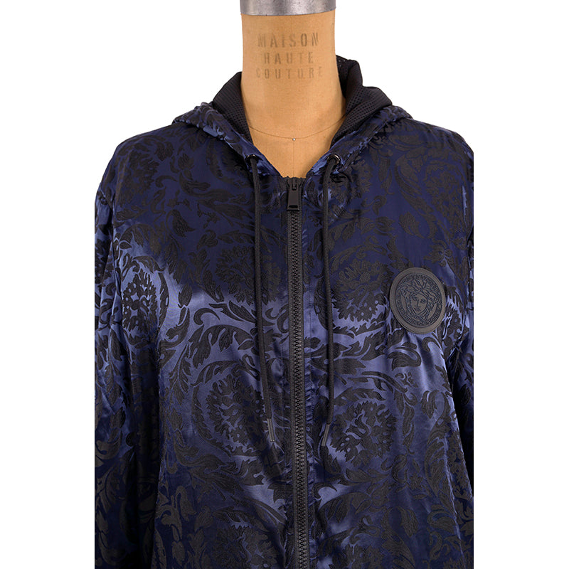M NEW $1,395 VERSACE Beachwear Blue BAROCCO JACQUARD Windbreaker JACKET