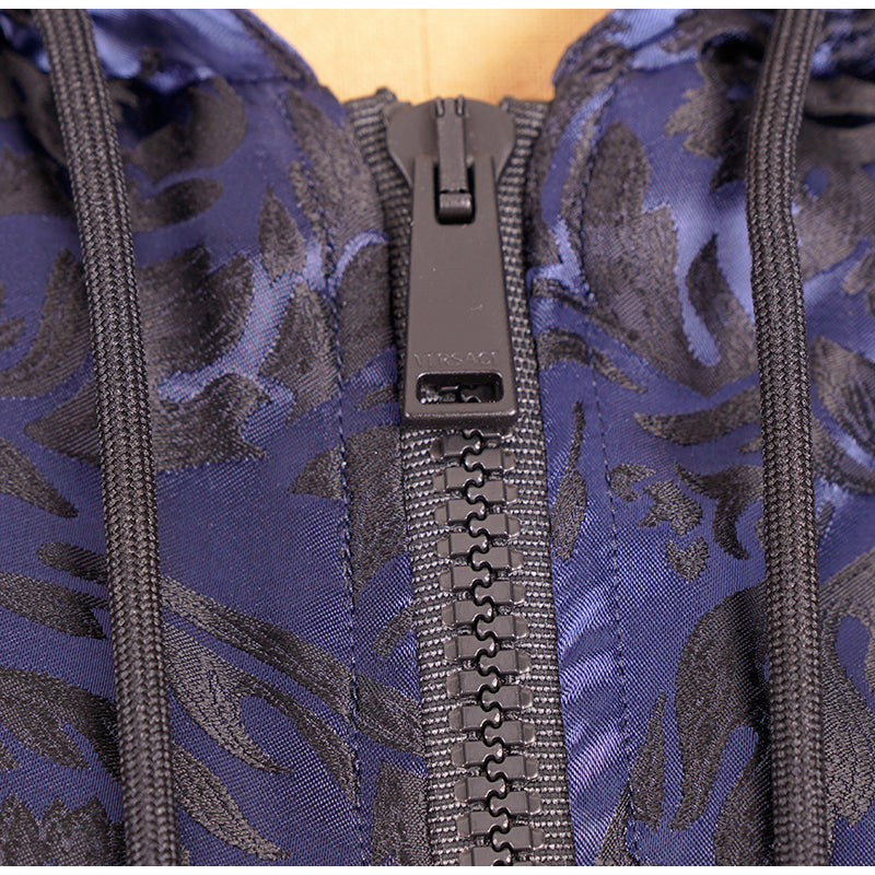 M NEW $1,395 VERSACE Beachwear Blue BAROCCO JACQUARD Windbreaker JACKET