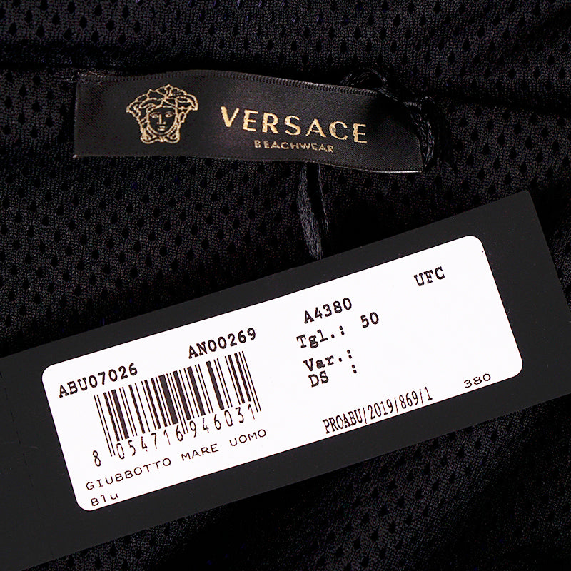 M NEW $1,395 VERSACE Beachwear Blue BAROCCO JACQUARD Windbreaker JACKET