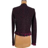 38 NEW $2,475 VERSACE RUNWAY Black Pink Bouclé Wool Knit CARDIGAN BLAZER JACKET