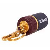 NEW $825 VERSACE Red Navy Gold Tone Metal MEDUSA LOGO Bag Fob BATTERY KEYRING