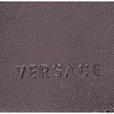 NEW $395 VERSACE Black Leather VIRTUS V LOGO Gold Tone Large BAG FOB KEYRING NIB