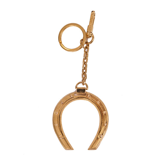 NEW $425 VERSACE RUNWAY Gold Tone Brass MEDUSA RIVET HORSESHOE Bag Fob KEYRING