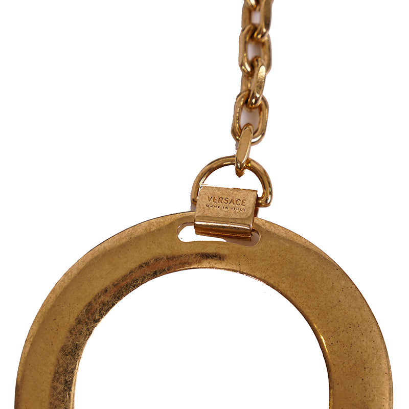 NEW $425 VERSACE RUNWAY Gold Tone Brass MEDUSA RIVET HORSESHOE Bag Fob KEYRING